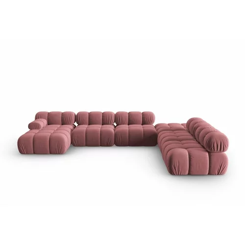 Micadoni Home Ružičasta baršunasta sofa 379 cm Bellis –