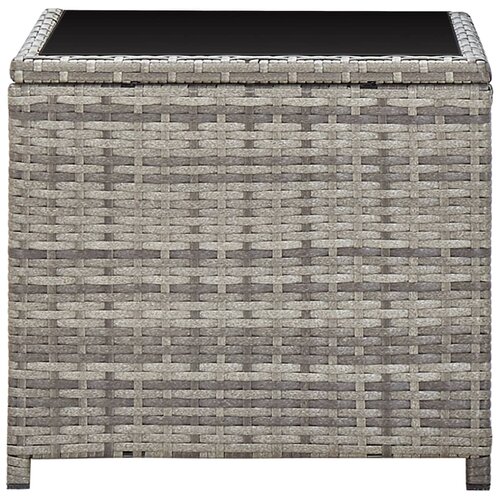  Stolić za kavu sivi 45 x 45 x 40 cm od poliratana i stakla Slike