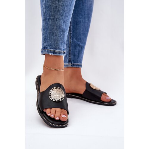 Boto Eco Leather Slides On Flat Heel With Decoration Black Tatereia Slike
