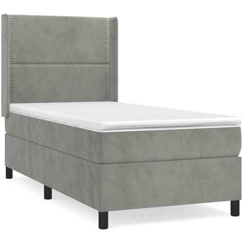 Maison Chic Box spring postelja - Vzmetna postelja z vzmetnico svetlo siva 80x200 cm žamet SL20447, (21893685) Slike