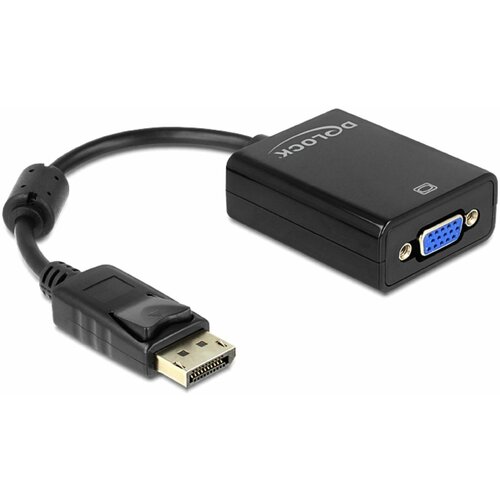 Delock 61848 DisplayPort / VGA adapter [1x mu&amp;scaron;ki konektor DisplayPort - 1x ženski konektor VGA] crna s feritnom jezgrom Slike