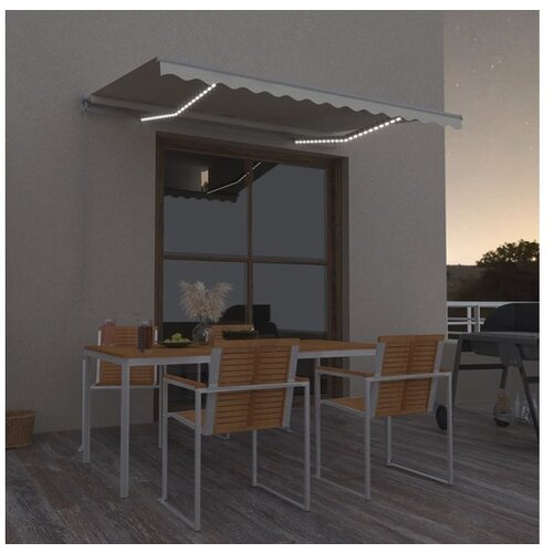 vidaXL Ročno zložljiva tenda z LED lučmi 350x250 cm krem Cene
