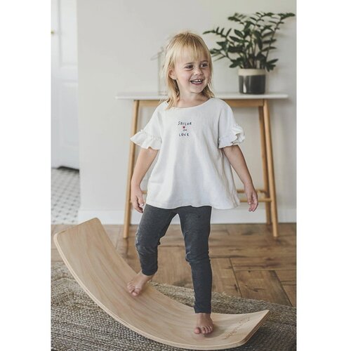 MeowBaby Plava/prirodna ploča za ravnotežu od borovine 80x30x18 cm Montessori - Slike