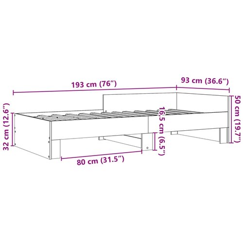  Okvir kreveta boja betona 90 x 190 cm od konstruiranog drva Slike
