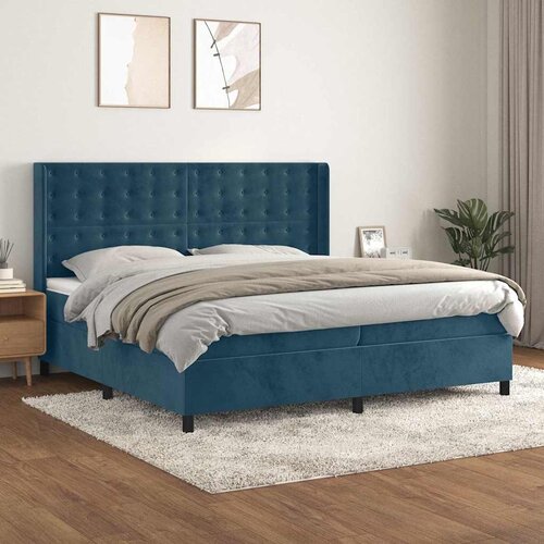  Krevet s oprugama i madracem tamnoplavi 200x200 cm bar&amp;scaron;unasti Slike