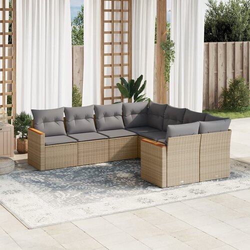 vidaXL 8-dijelni set vrtnih sofa od poliratana s jastucima bež Cijene