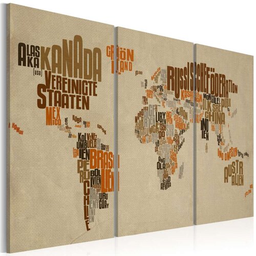  Slika - Map of the World (German language) - triptych 120x80 Slike