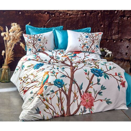  476 turquoisewhitebrownred king quilt cover set (fr) Cene