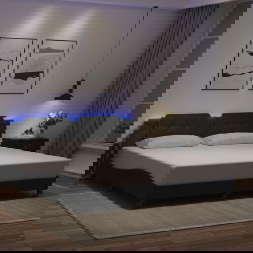  The Living Store Posteljni okvir z LED lučkami črn 180x200 cm umetno usnje - Posteljni Okvir, (21445649) Slike