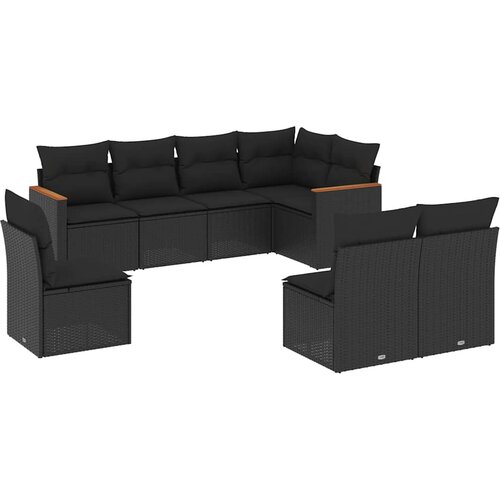  8-dijelni set vrtnih sofa od poliratana s jastucima crni Crna 62 x 62 x 69 cm Slike