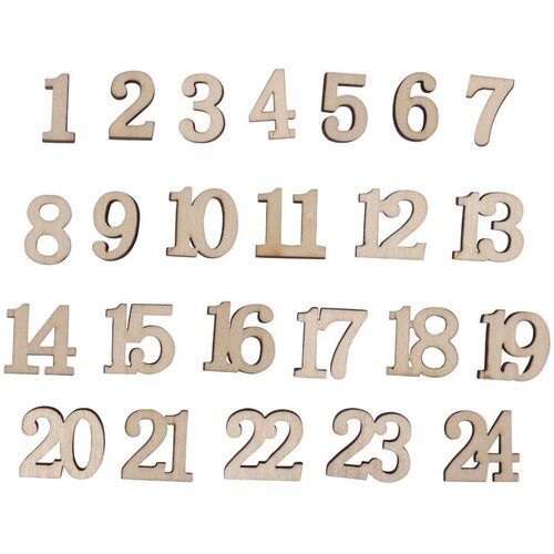 RAYHER Lesene &amp;scaron;tevilke za adventni koledar 1-24, 1,7 cm, 24 kosov, (22005944) Slike