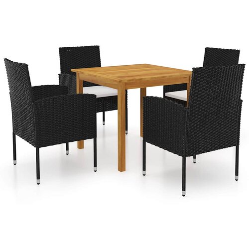  5-dijelni vrtni blagovaonski set crni Cijene