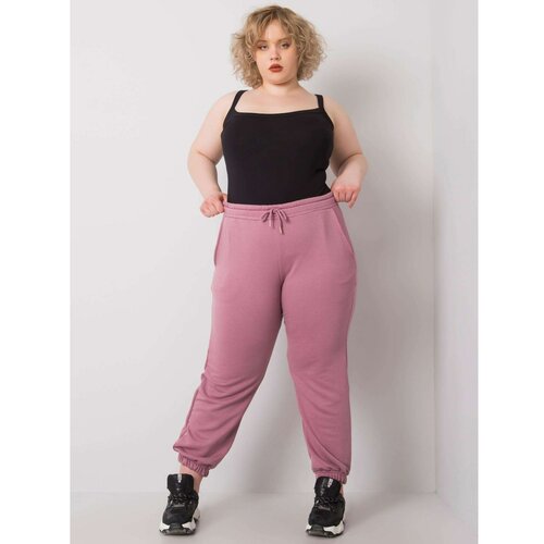 Fashion Hunters Dusty pink cotton plus size sweatpants Slike