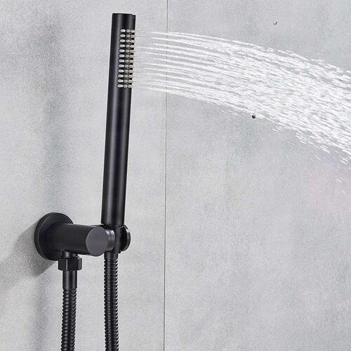 EYN Črni podometni tu&amp;scaron; sistem - dva izhoda | Črna prha BP1225 &amp;mdash; 40 cm Slike
