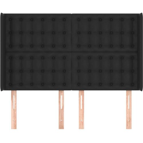  Uzglavlje s u&amp;scaron;ima crni 147x16x118/128 cm od umjetne kože Slike