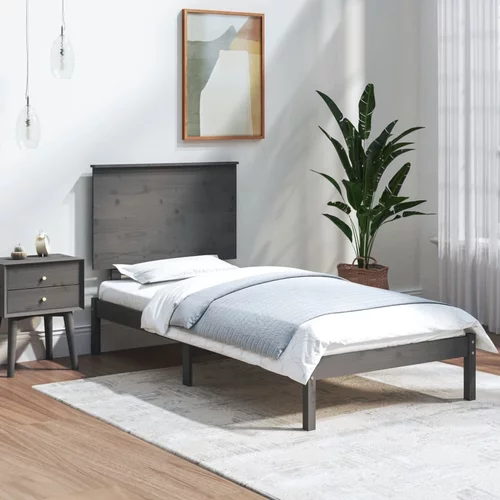  za krevet od masivne borovine sivi 100 x 200 cm