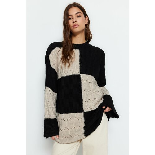 Trendyol Sweater - Black - Relaxed fit Cene