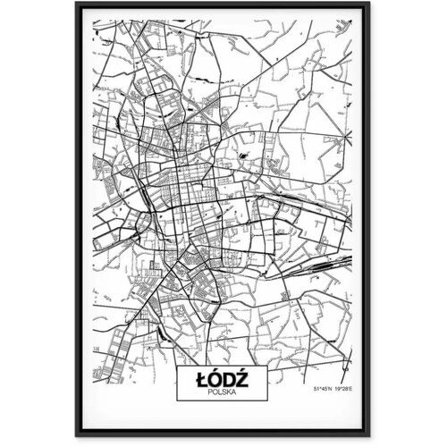  Slika - City Plan: Lodz (1 Part) Vertical 60x90 U crnom drvenom okviru Cijene