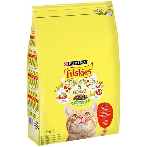 Purina Friskies Katze z govedino, pi&amp;scaron;čancem in zelenjavo - Varčno pakiranje: 2 x 4 kg Slike