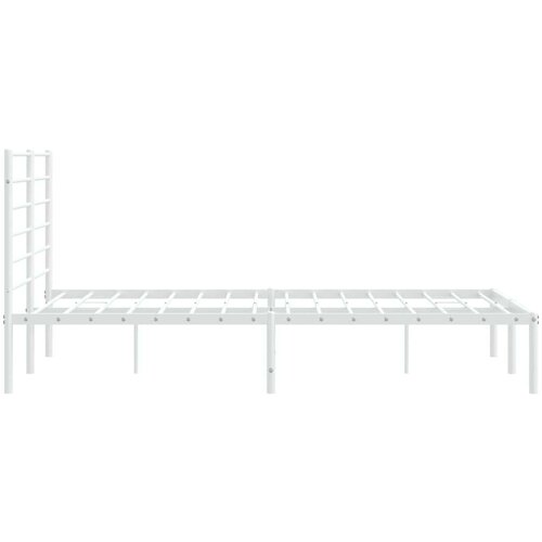 VidaXL Metalni okvir za krevet s uzglavljem bijeli 135x190 cm Slike