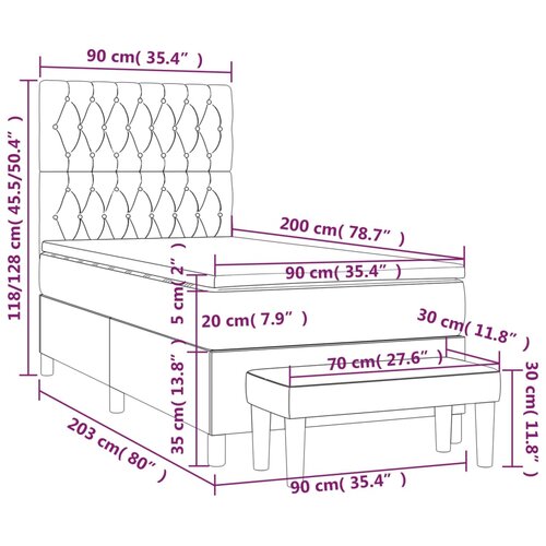  Okvir kreveta s oprugama i madrac svjetlosivi 90x200cm tkanina Slike