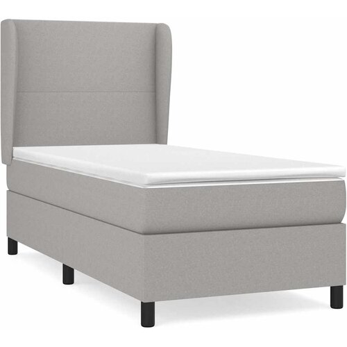  Krevet s oprugama i madracem svjetlosivi 100x200 cm od tkanine Slike
