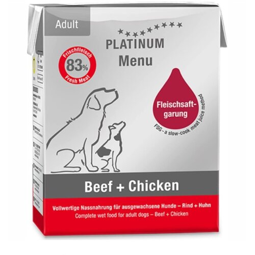 Platinum Menu Vlažna hrana za odrasle pse, Sa govedinom i piletinom, 90 g Slike