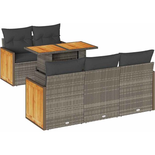 Maison Chic Seti vrtnega pohištva - Vrtna garnitura - Vrtni pohištvo set z blazinami 6-delna siv ratan/akacija, (21796389) Cene