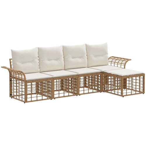 Set vanjskih sofa 5 pcs Prirodna i krema bijela Poliester Slike