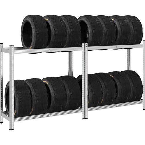 vidaXL dvoplastne police za pnevmatike 2 kosa srebrna 110x40x109 cm Cene