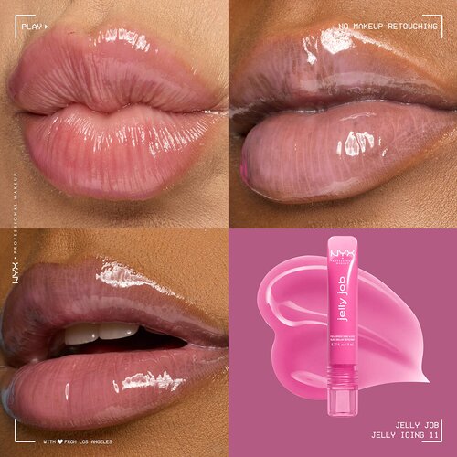 NYX Professional Makeup Jelly Job svetleči sijaj za ustnice z učinkom povečanja odtenek Jelly Icing 7.5 ml Slike