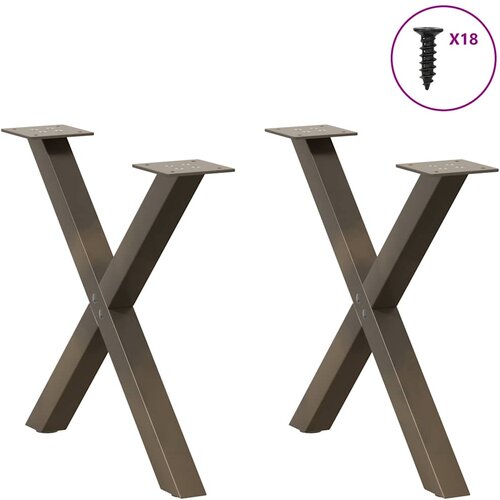  Noge za klub stolić u obliku slova X, 2 kom, prirodni čelik, 50 x (42-43) cm, čelik Slike