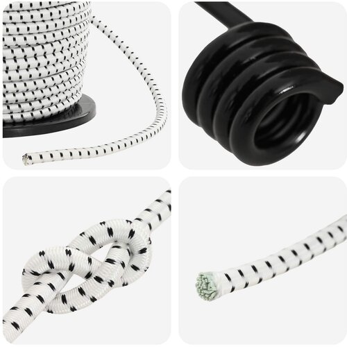  Bungee užadi s kukama 10 mm 50 m Crna i bijela PP i guma Slike