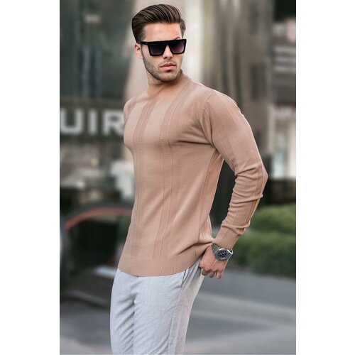 Madmext Brown Turtleneck Patterned Sweater 6825 Cene