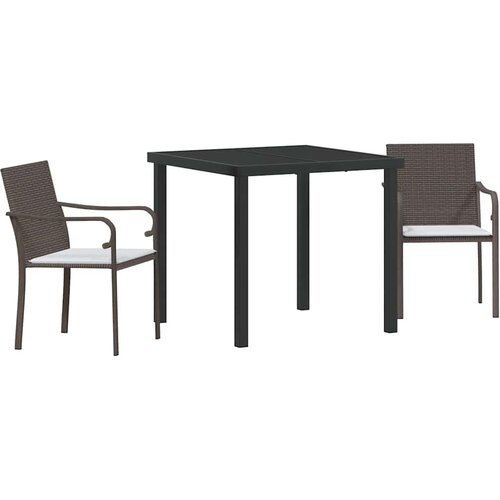  Vrtni set za objed 3 pcs Smeđa i crna PE ratan Slike