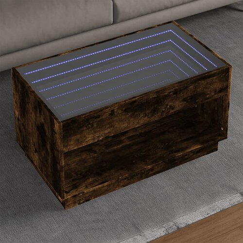 Furnova Klubska mizica z neskončnimi LED dimljen hrast 90x50x50 cm, (21914357) Slike