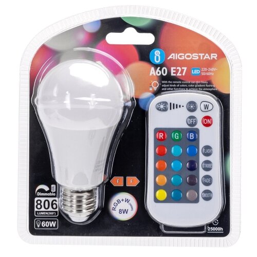 Aigostar LED RGBW prigušiva sijalica E27/8W/230V 3000K - Aigostar Cene