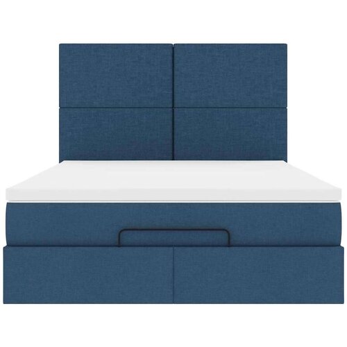 VidaXL otomanski okvir kreveta s madracem plavi 140x200cm od tkanine Slike