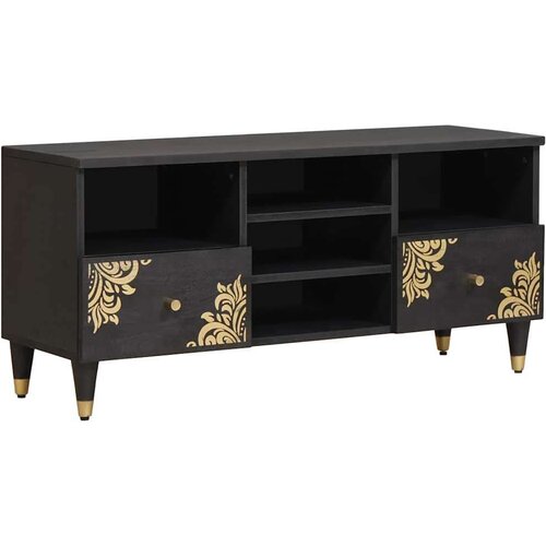 TV ormar s ladicama Crna 100 x 33 x 46 cm Čvrsto drvo manga Cene