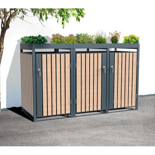  Westman - Spremi&scaron;te za 3 kante za smeće s krovom za biljke Planta | 3x240L | 84x200x124 cm - BRANDED IN GERMANY Cijene