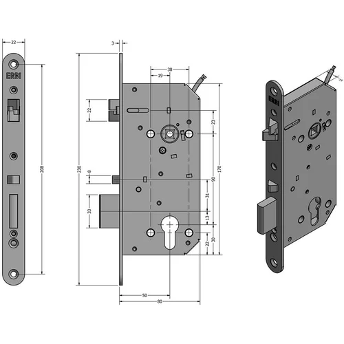 ERBI systems SAM EL B 9050 - elektromehanska samozaklepna ključavnica