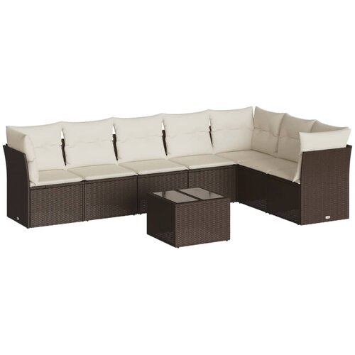  8-dijelni set vrtnih sofa s jastucima smeđi od poliratana Slike