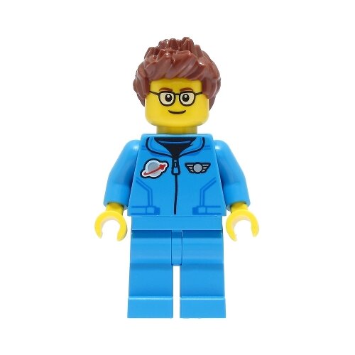 Lego city cty1427 Lunar Research Astronaut - Male, Dark Azure Jumpsuit, Reddish Brown Spiked Hair, Glasses Slike
