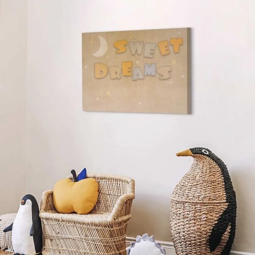  Slika - Sweet Dreams - Pastel Inscription Surrounded by the Moon and Stars 60x40 Premium Print Slike