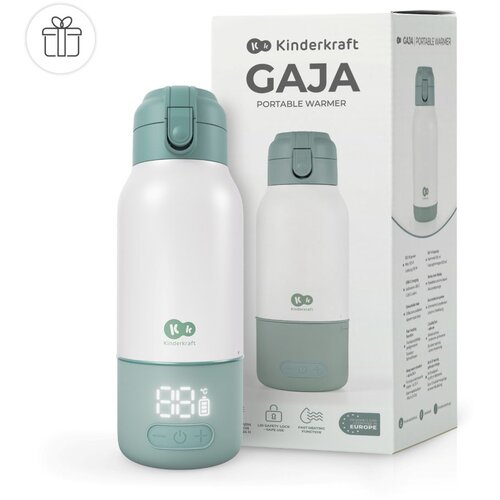 Kinderkraft GAJA prenosni grelnik - steklenička/termovka z baterijo 500 ml, zelena Slike