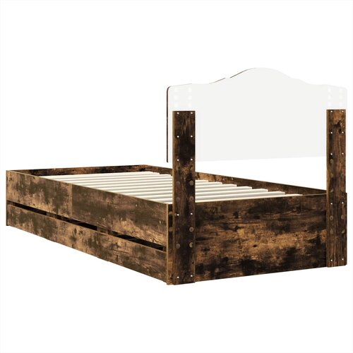  Krevetna konstrukcija s ladicama Dimljeni hrast 90 x 200 cm Smeđa 206 x 93 x 90 cm Slike