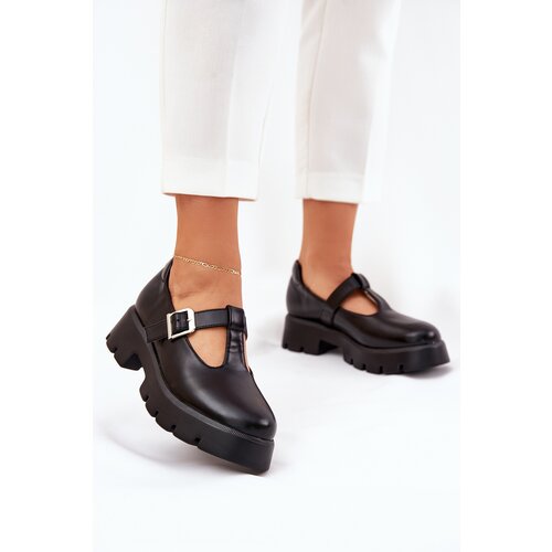 Boto Women's Shoes With Buckle On Platform And Flat Heel Black Venda Cijene