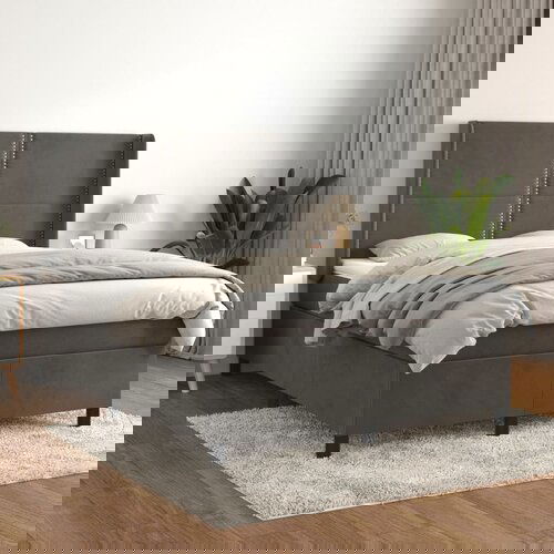 The Living Store Box spring posteljni z vzmetnico temno siv 140x190 cm žamet - Box Spring Postelja, (21488797) Cene