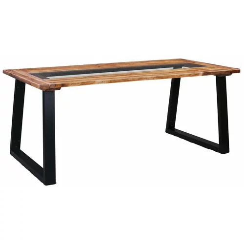 vidaXL blagovaonski stol 180 x 90 x 75 cm od bagremovog drva i stakla