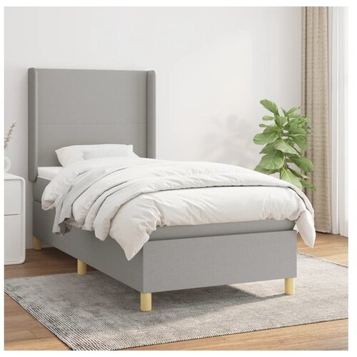  Box spring postelja z vzmetnico svetlo siv 100x200 cm blago Cene